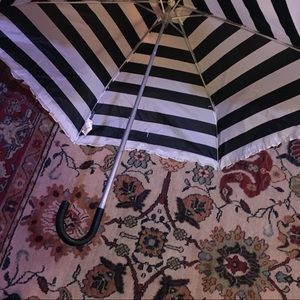Black and White Striped Ruffled Umbrella